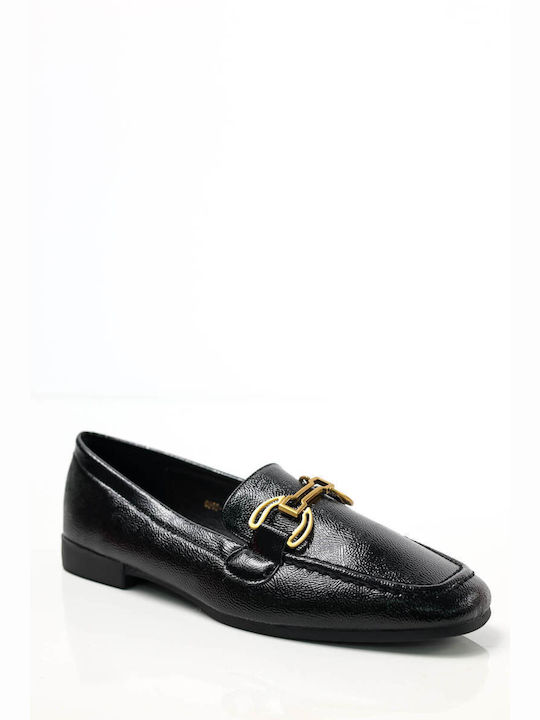 Ligglo Patent Leather Women's Loafers in Black Color