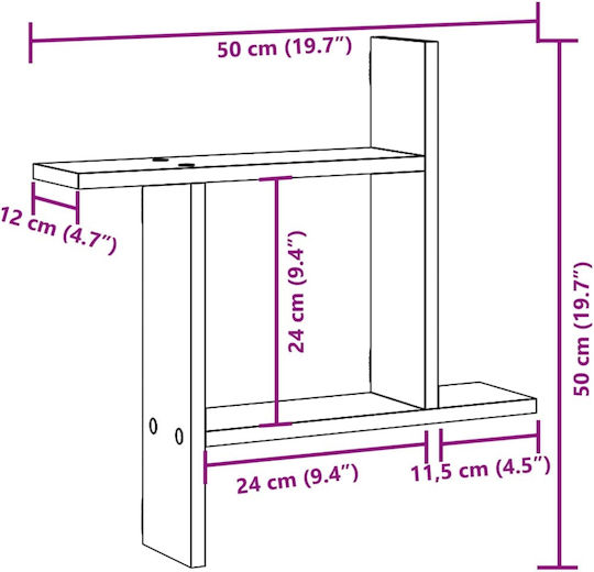 Wandregale Sonoma Eiche 2Stücke 50x12x50cm