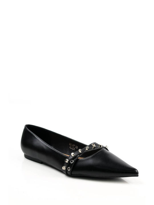 Ligglo Leather Pointy Ballerinas Black