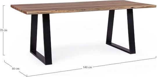 Lizard-w Slim Маса За Трапезария От Масивно Дърво Кафява 140x80x78см ЕА7095,SW