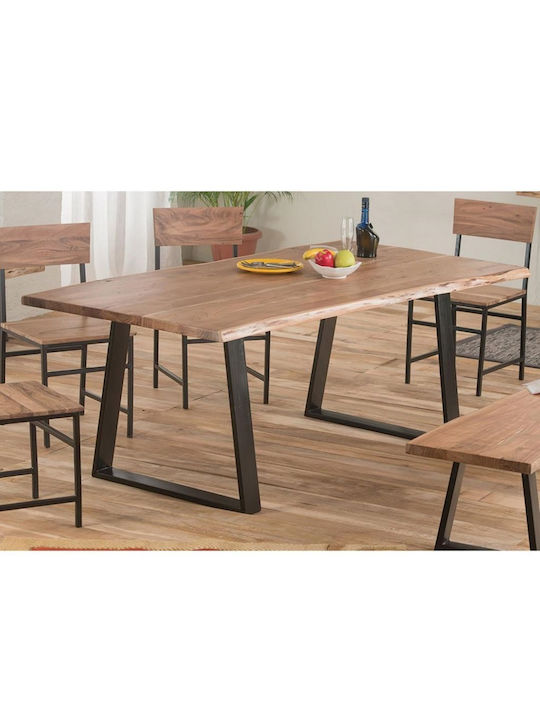 Lizard-w Slim Τραπέζι Τραπεζαρίας από Μασίφ Ξύλο Καφέ 140x80x78εκ.