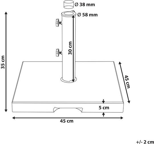 Beliani Βάση Ομπρέλας Μεταλλική Μαύρη 45x45cm