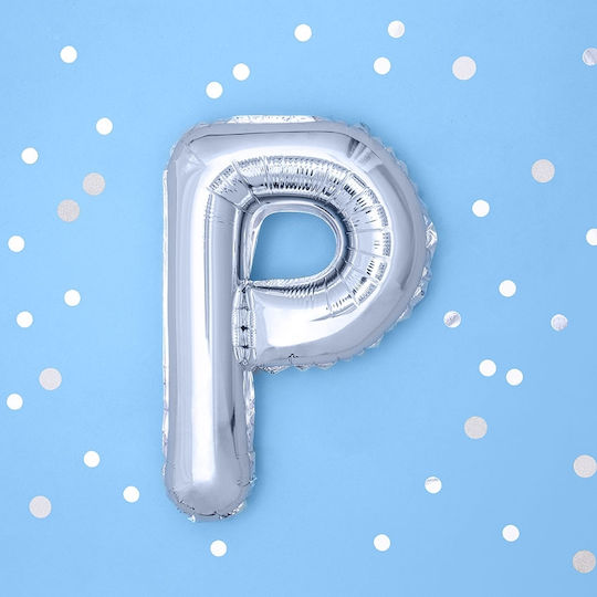 Buchstabenballon P Silber 35cm