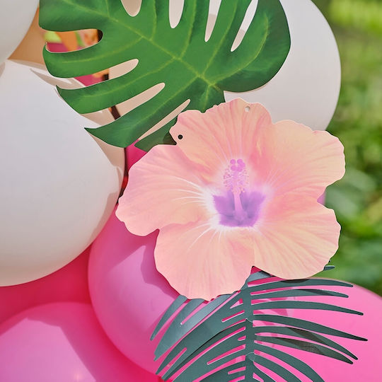 Latex Balloon Arrangement Hibiscus & Tropical Leaves