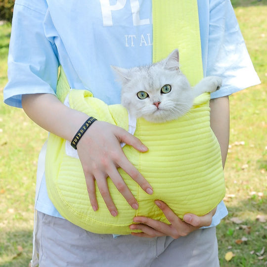 Dog and Cat Carrier Fabric Up to 6 kg M43xW11xH29cm "kourk Cute" – Yellow