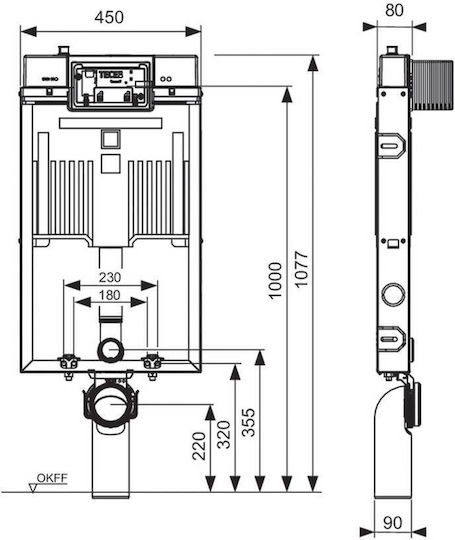 Tece Box Octa Built-in Plastic Toilet Flush Rectangular Low Pressure