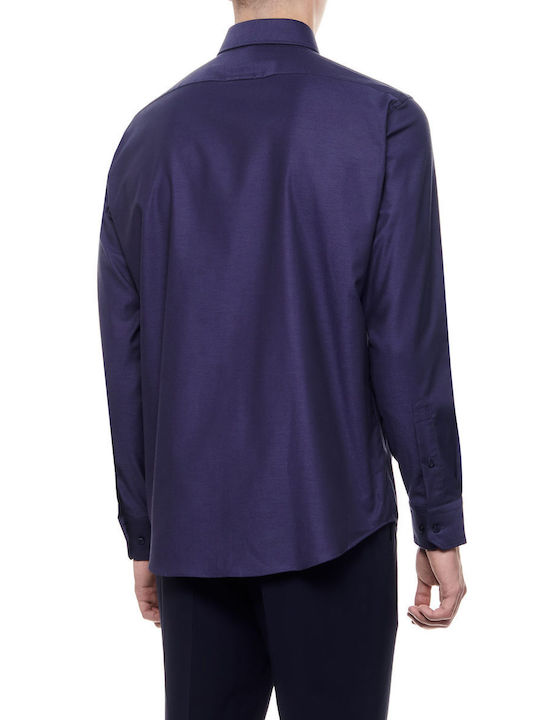 Hugo Boss Men's Shirt Long Sleeve Cotton Purple