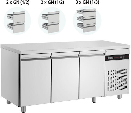 Inomak Commercial Refrigerator 421lt with 3 Doors 0/+10°C L179xD70xH87.5cm