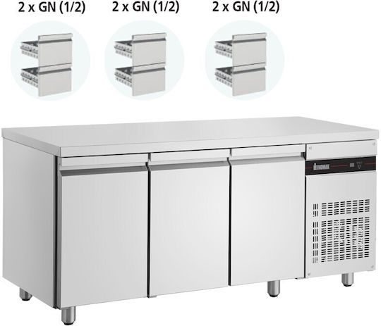 Inomak Commercial Refrigerator 421lt with 3 Doors 0/+10°C L179xD70xH87.5cm