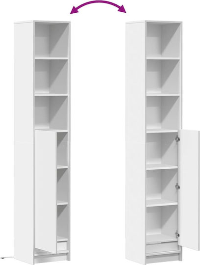 Bookcase with LED White 36x32.5x200cm