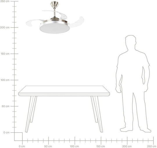Beliani Ibar Ceiling Fan 50cm with Light Fixture Silver