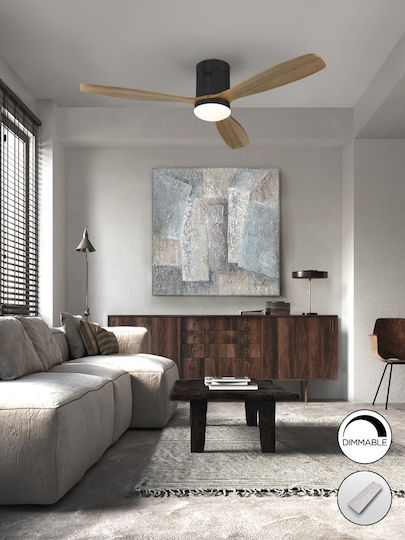 Siroco Ανεμιστήρας Οροφής 132cm με Φως Καφέ / Μαύρος