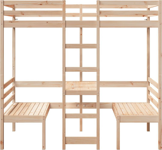 Kids Bed Loft Bed Single with Desk Beige for Mattress 75x190cm