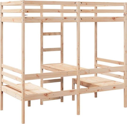 Kids Bed Loft Bed Single with Desk Beige for Mattress 75x190cm