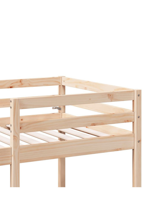 Pat pentru Copii Loft Bed Single cu Birou Bej pentru Saltea 75x190cm