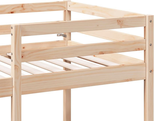 Kids Bed Loft Bed Single with Desk Beige for Mattress 75x190cm