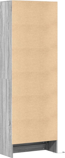 Bodenstehende Wohnzimmer Vitrine aus Spanplatte Grau mit LED-Beleuchtung 69x32,5x200 cm