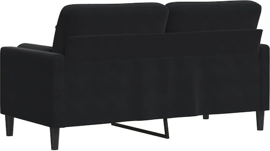 Canapea Cu Două Locuri Din Catifea Neagră Cu Perne Decorative 157x77x80cm