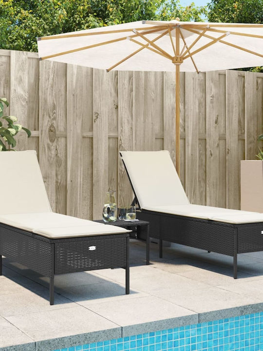 Градински И Басейнови Шезлонги Rattan С Черно Маса 3 Бройки 198x55x39см