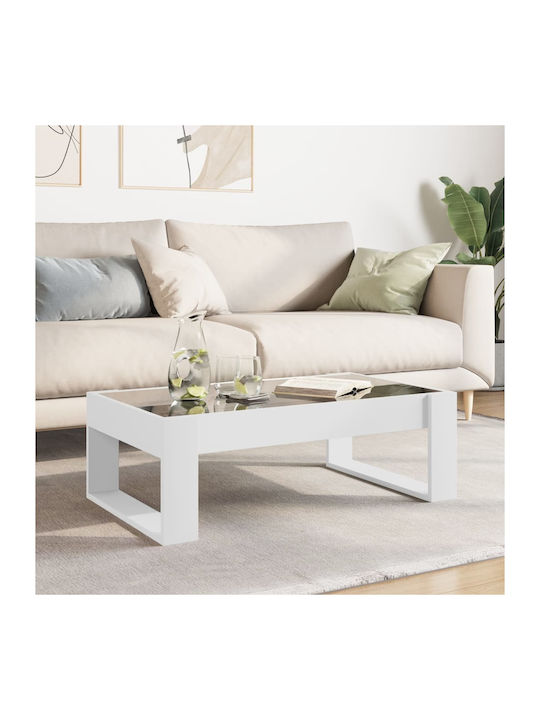 Rectangular Coffee Table Glass White L90xW53xH30cm