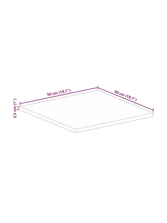 vidaXL Square Table Surface made of Solid Wood Mango 50x50x2.5cm 371586 1pcs