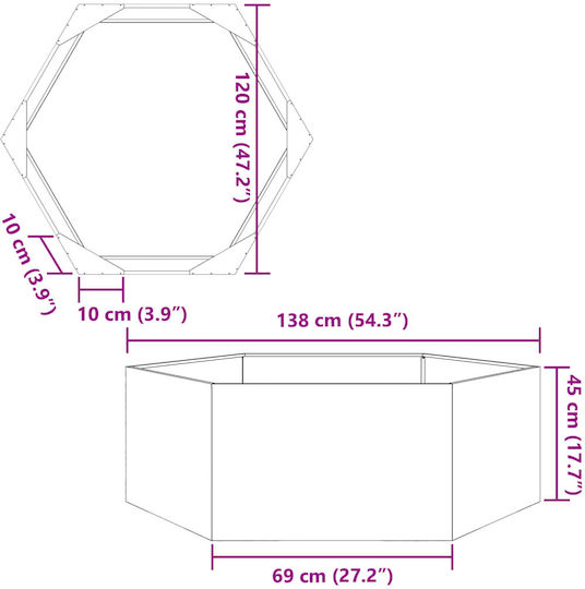 vidaXL Blumenkasten Metallisch Silver 138x120x45cm.