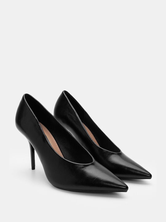 Luigi Synthetic Leather Pointed Toe Black High Heels