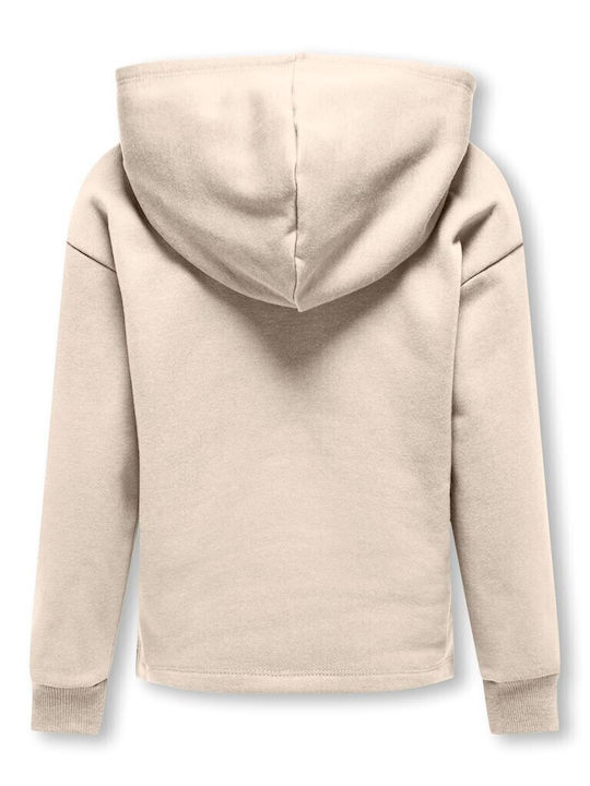 Fleece Παιδικό Φούτερ με Κουκούλα και Τσέπες Μπεζ