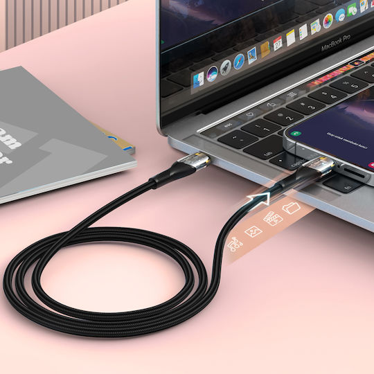 XO Braided USB 2.0 Cable USB-C male - USB-C 60W PD Μαύρο 1m 16.005.0282