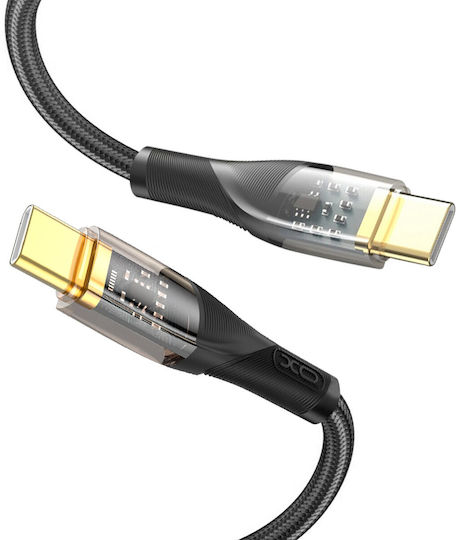 XO Braided USB 2.0 Cable USB-C male - USB-C 60W PD Μαύρο 1m 16.005.0282