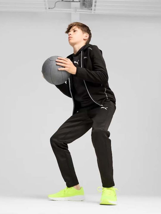Athletic Kids Sweatshirt Cardigan Cotton with Hood Black Active