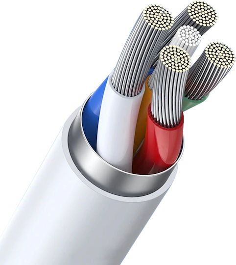 LinQ Regular Cablu USB la Lightning / Type-C / micro USB cu mai multe porturi 5A Alb 1.2m (QC20W05)