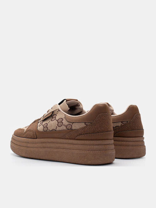 Damen Flatforms Sneakers Dark Brown