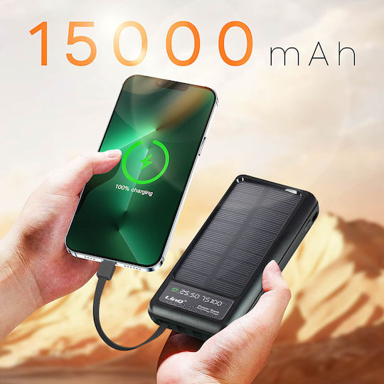 LinQ PD15200 Solar Power Bank 15000mAh Schwarz