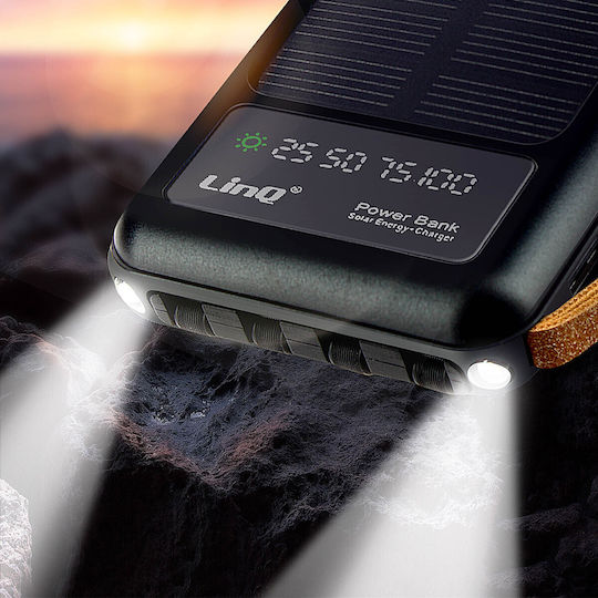 LinQ PD15200 Solar Power Bank 15000mAh Schwarz