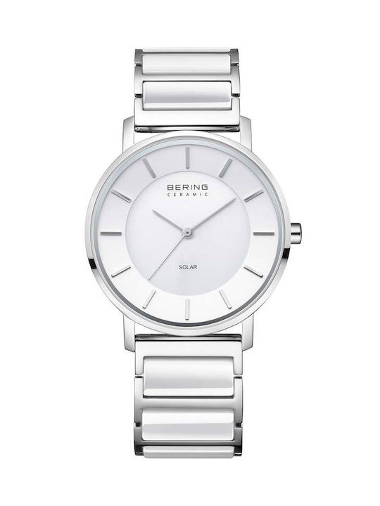 Bering Time Watch Solar with Silver Ceramic Bracelet