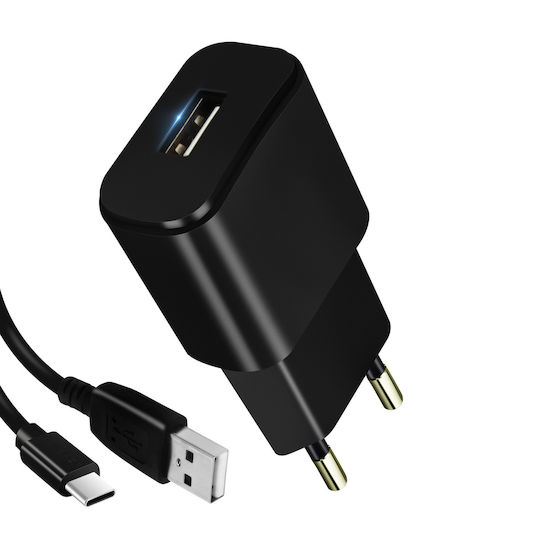 Forever Charger with USB-A Port and Cable USB-C Blacks (GSM032680)