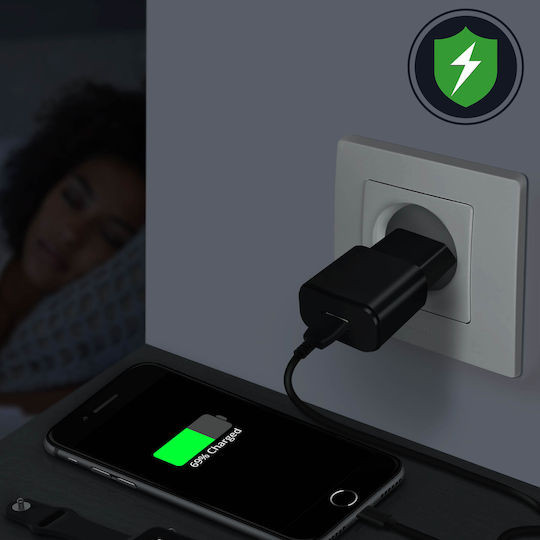 Forever Charger with USB-A Port and Cable USB-C Blacks (GSM032680)