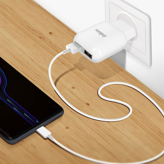 Inkax Φορτιστής Χωρίς Καλώδιο με 2 Θύρες USB-A Λευκός (CD-125)