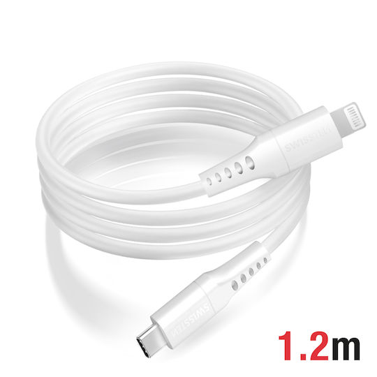 Swissten Φορτιστής GaN με Θύρα USB-C και Καλώδιο USB-C - Lightning 21W Power Delivery Λευκός (22070140)