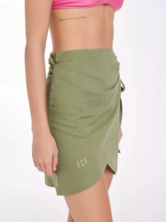 PCP Linen Mini Envelope Skirt Olive