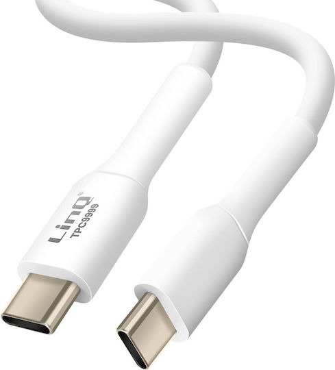 LinQ Cablu USB 2.0 USB-C Masculin - USB-C 100W PD Alb 1.5m TPC9999
