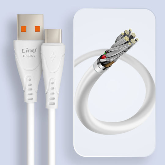 LinQ USB 2.0 Кабел USB-C Мъжки - USB-A Бял 1м TPC9272