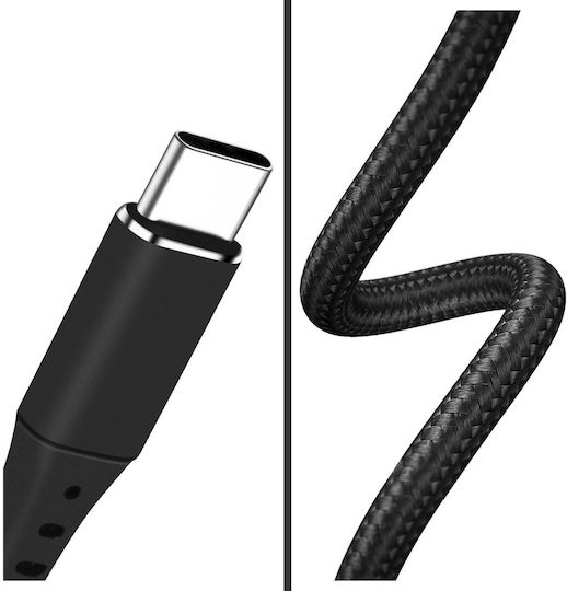 LinQ Braided USB 2.0 Cable USB-C male - USB-A 20W Μαύρο 1.2m TPC9729