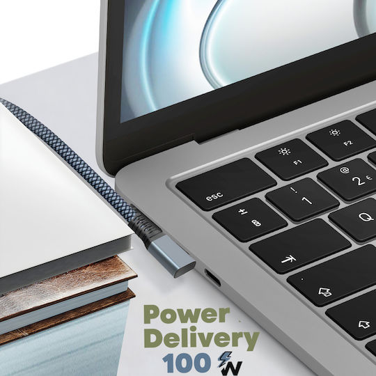 Avizar Geflochtenes USB 2.0 Kabel USB-C männlich - USB-C 100W PD Grau 2m DATA-20G4K-C2C-200