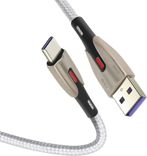 LinQ Плетен USB 2.0 Кабел USB-C Мъжки - USB-A Сребрист 1.2м TPC-9260