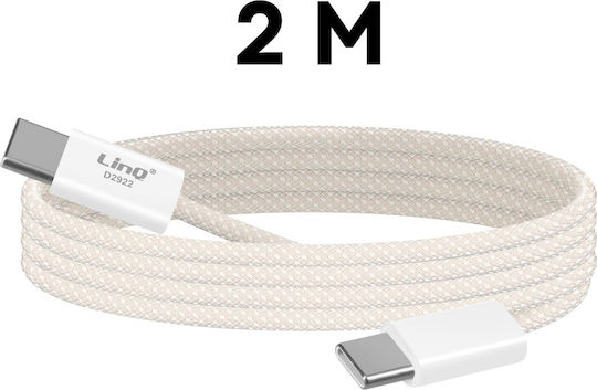 LinQ Geflochten USB 2.0 Kabel USB-C männlich - USB-C 60W Weiß 2m (D2922)