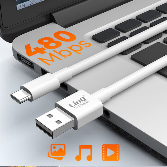 LinQ USB 2.0 Cable USB-C male - USB-A Λευκό 3m TPC9303