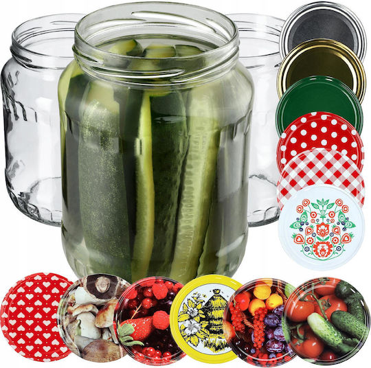 Kadax 8x Borcan 720ml Borcane de Sticlă Conservă Murături Miere Capace Fi82
