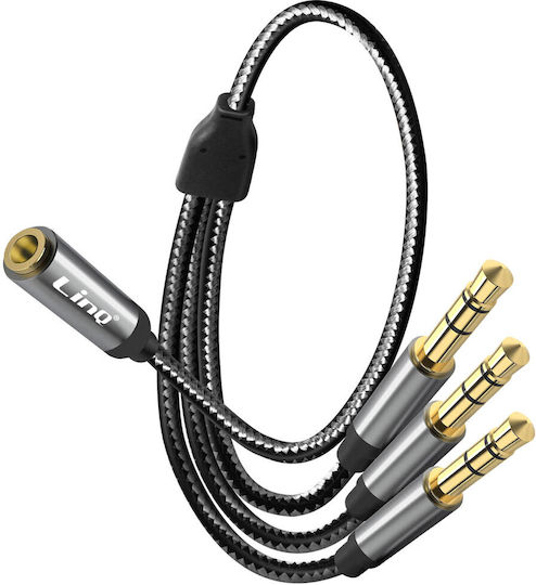 LinQ Convertor 3.5mm Feminin În 3.5mm 3x Masculin Gri 1 Bucată F1M3